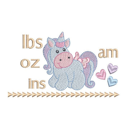 Baby birth announcement template machine embroidery design by rosiedayembroidery.com