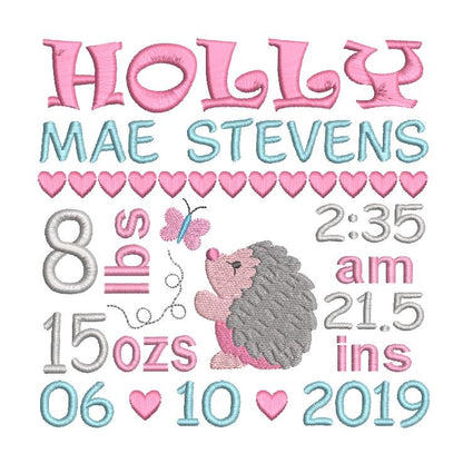 Baby birth announcement template by rosiedayembroidery.com