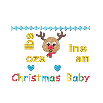 Baby birth stats template machine embroidery design by rosiedayembroidery.com