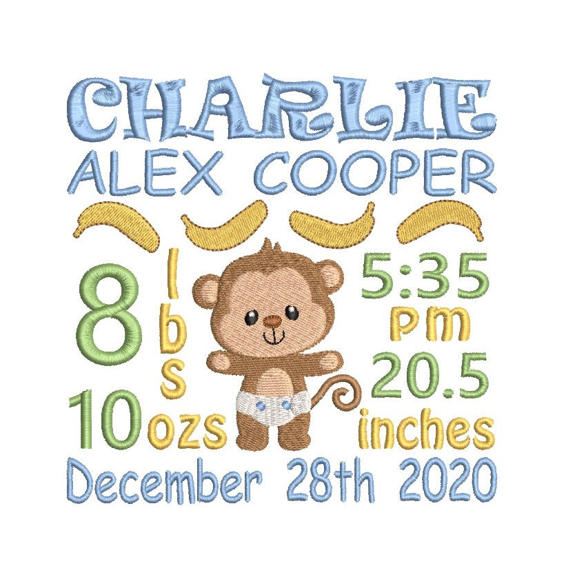 Baby birth announcement template by rosiedayembroidery.com