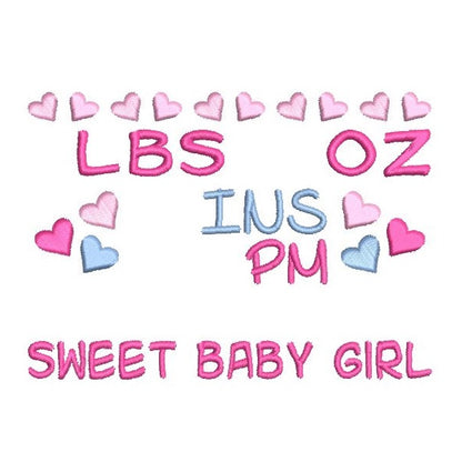Baby birth announcement template machine embroidery design by rosiedayembroidery.com