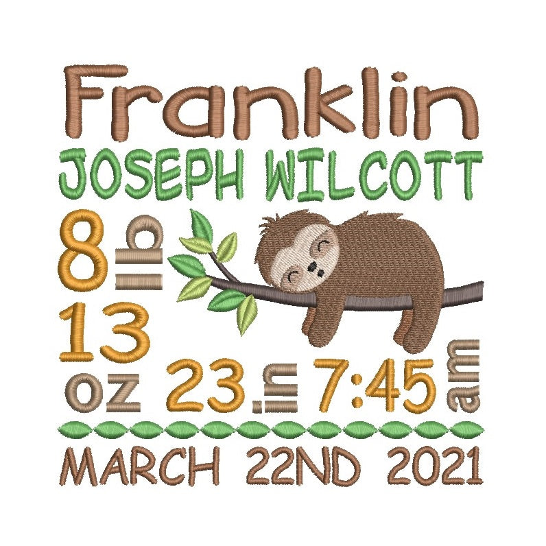 Baby birth template by rosiedayembroidery.com