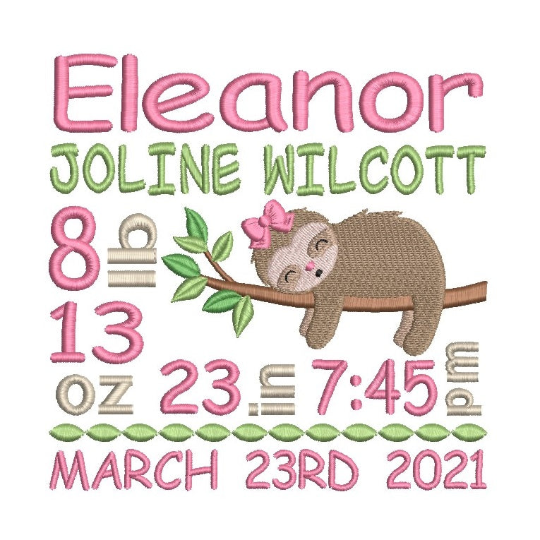 Baby birth template by rosiedayembroidery.com