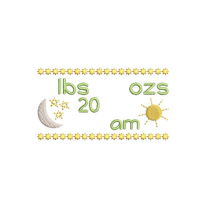 Baby birth template machine embroidery design by rosiedayembroidery.com
