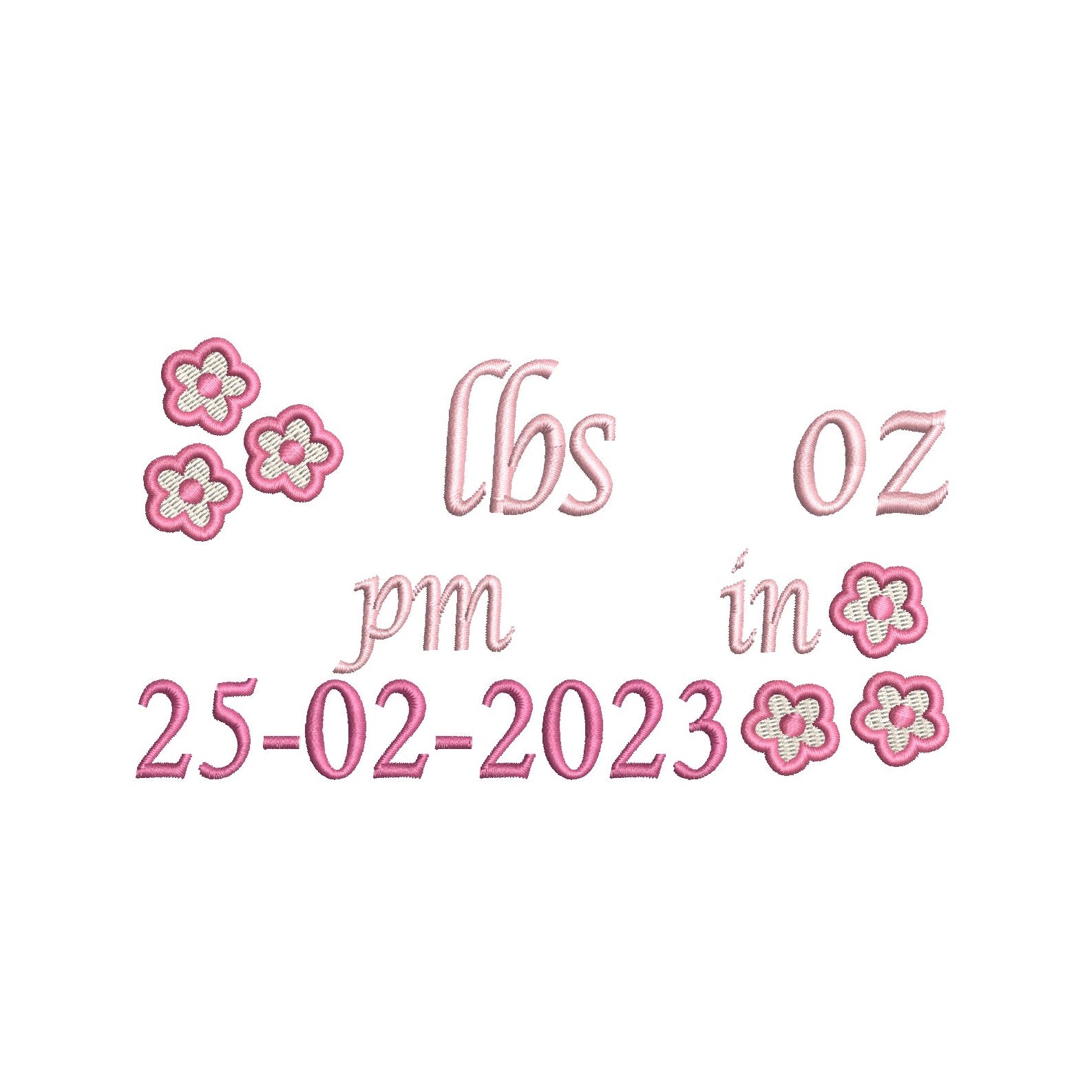 Baby birth announcement machine embroidery design by rosiedayembroidery.com