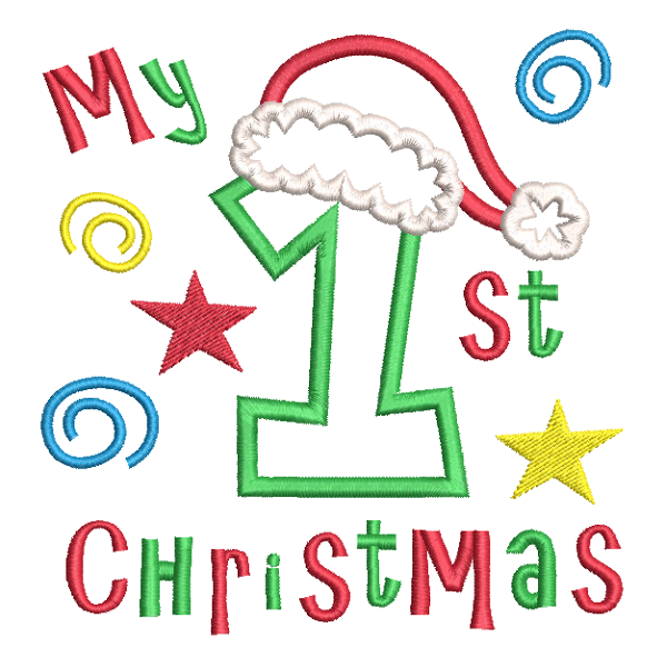 My 1st Christmas applique machine embroidery design by rosiedayembroidery.com