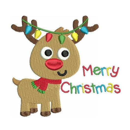 Christmas reindeer machine embroidery design by rosiedayembroidery.com