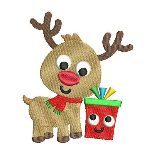 Christmas reindeer machine embroidery design by rosiedayembroidery.com