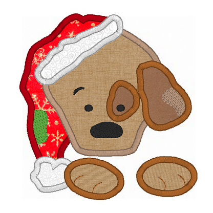 Christmas puppy applique machine embroidery design by rosiedayembroidery.com