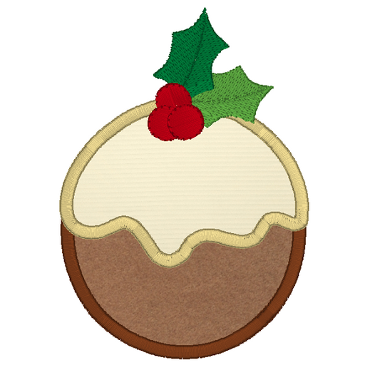 Christmas pudding applique machine embroidery design by rosiedayembroidery.com