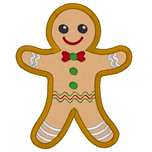 Christmas gingerbread man applique machine embroidery design by rosiedayembroidery.com