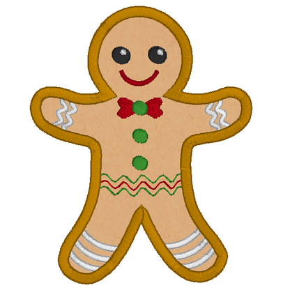 Christmas gingerbread man applique machine embroidery design by rosiedayembroidery.com