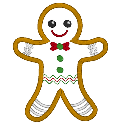Christmas gingerbread man applique machine embroidery design by rosiedayembroidery.com
