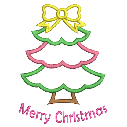 Christmas tree applique machine embroidery design by rosiedayembroidery.com