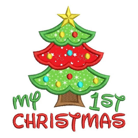 My 1st Christmas applique machine embroidery design by rosiedayembroidery.com