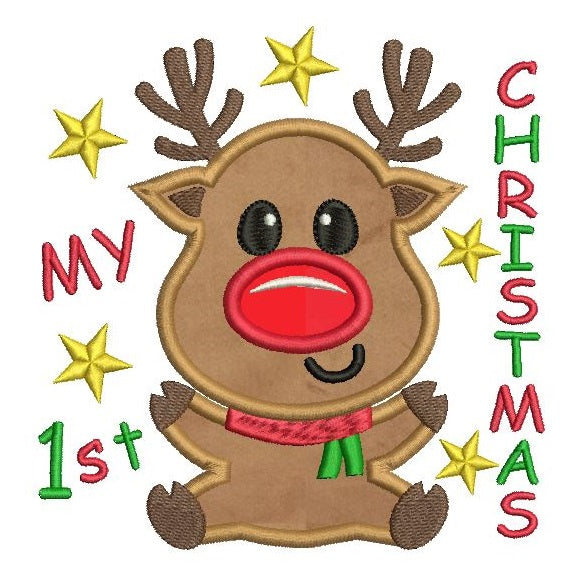 My 1st Christmas applique machine embroidery design by rosiedayembroidery.com