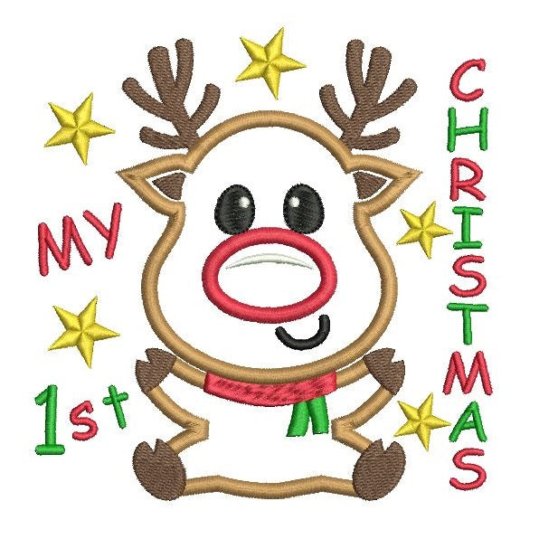 My 1st Christmas applique machine embroidery design by rosiedayembroidery.com