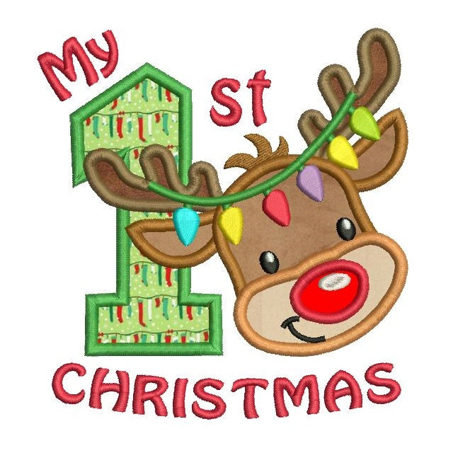 My 1st Christmas applique machine embroidery design by rosiedayembroidery.com