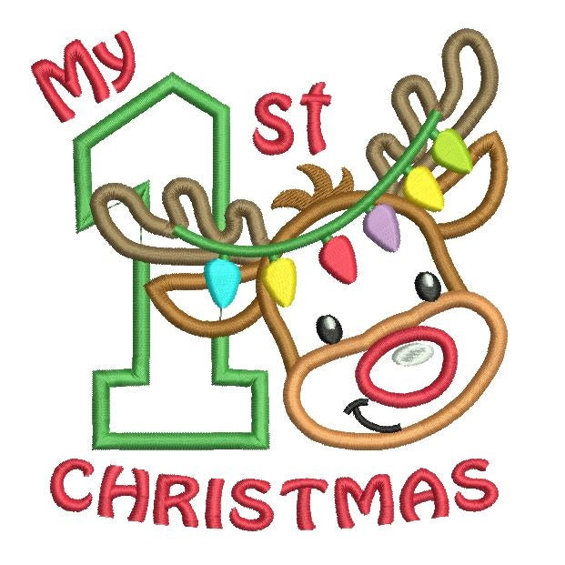 My 1st Christmas applique machine embroidery design by rosiedayembroidery.com