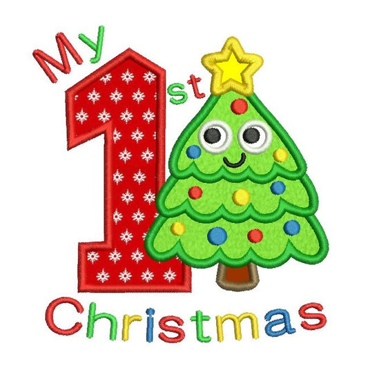 My 1st Christmas applique machine embroidery design by rosiedayembroidery.com