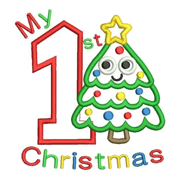 My 1st Christmas applique machine embroidery design by rosiedayembroidery.com