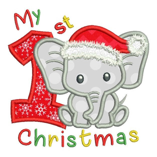 Christmas elephant applique machine embroidery design by rosiedayembroidery.com