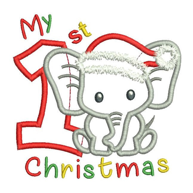 Christmas elephant applique machine embroidery design by rosiedayembroidery.com