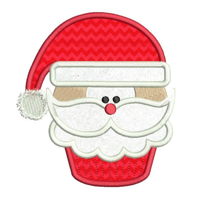 Christmas Santa cupcake applique machine embroidery design by rosiedayembroidery.com