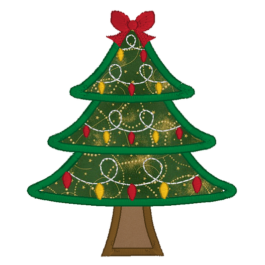 Christmas tree applique machine embroidery design by rosiedayembroidery.com