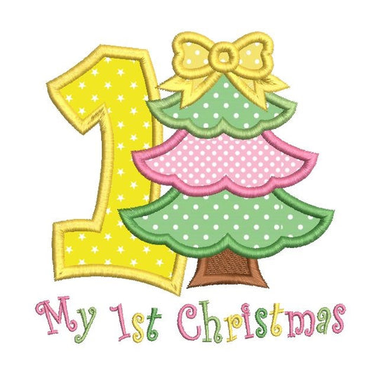 My 1st Christmas applique machine embroidery design by rosiedayembroidery.com