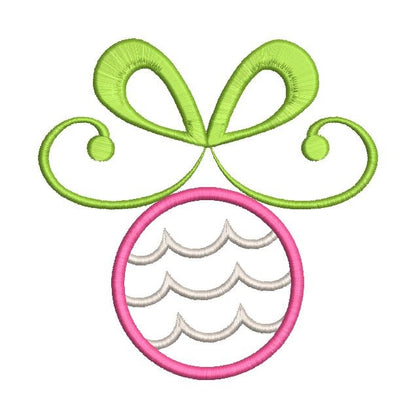 Christmas bauble applique machine embroidery design by rosiedayembroidery.com
