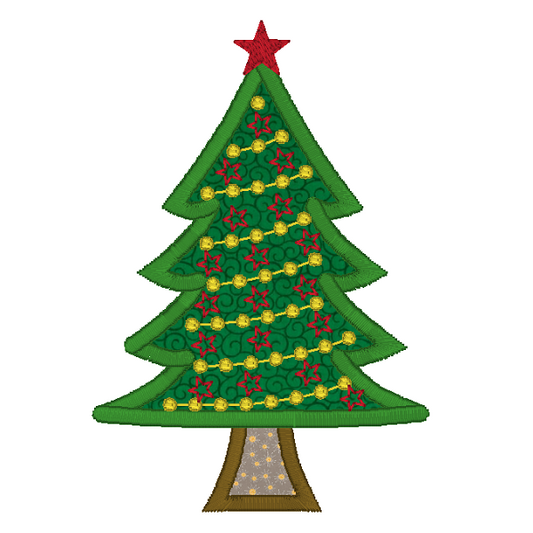 Christmas tree applique machine embroidery design by rosiedayembroidery.com