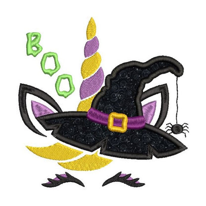 Unicorn witch hat applique machine embroidery design by rosiedayembroidery.com