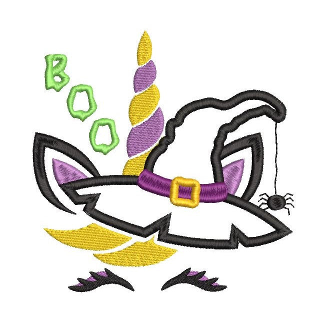 Unicorn witch hat applique machine embroidery design by rosiedayembroidery.com