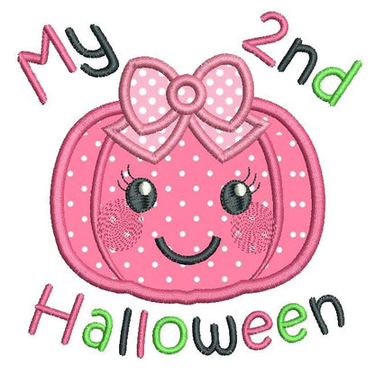 My 2nd Halloween pumpkin applique machine embroidery design by rosiedayembroidery.com