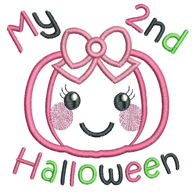 My 2nd Halloween pumpkin applique machine embroidery design by rosiedayembroidery.com
