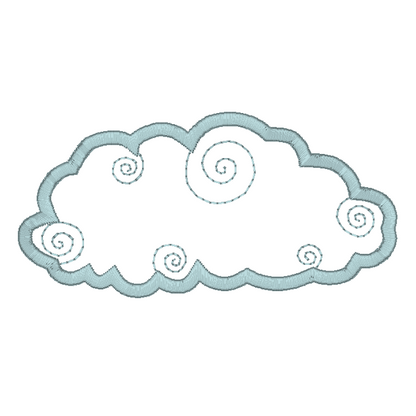 Weather cloud applique machine embroidery design by rosiedayembroidery.com