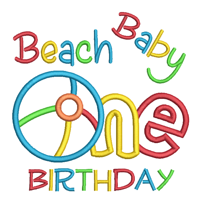 Beachball 1st Birthday applique machine embroidery design by rosiedayembroidery.com