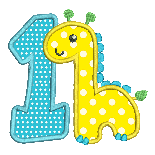 1st birthday giraffe machine embroidery design by rosiedayembroidery.com