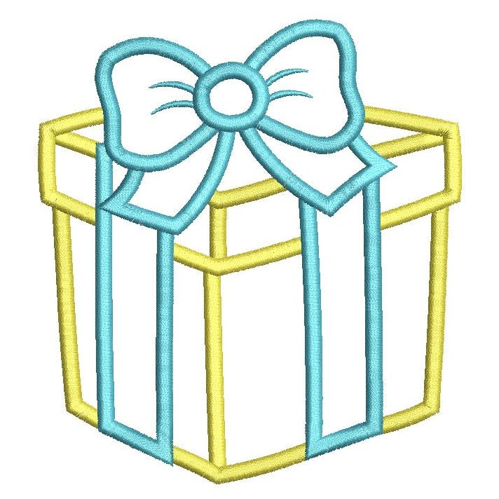 Gift box applique machine embroidery design by rosiedayembroidery.com