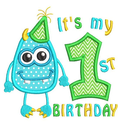 1st birthday monster applique machine embroidery design by rosiedayembroidery.com