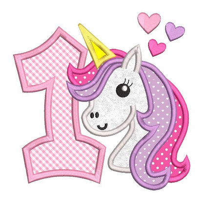 1st birthday unicorn applique machine embroidery design by rosiedayembroidery.com