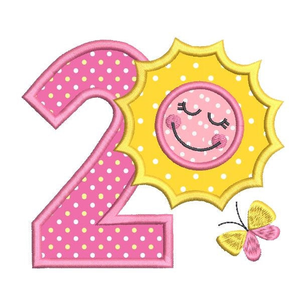 2nd birthday machine embroidery design by rosiedayembroidery.com