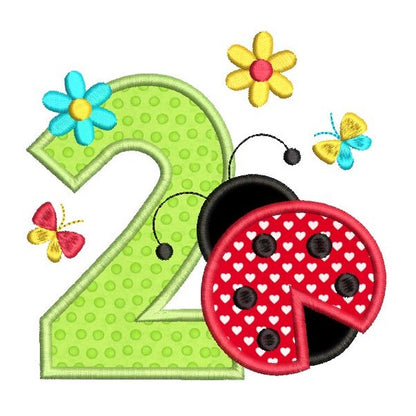 2nd birthday ladybug applique machine embroidery design by rosiedayembroidery.com
