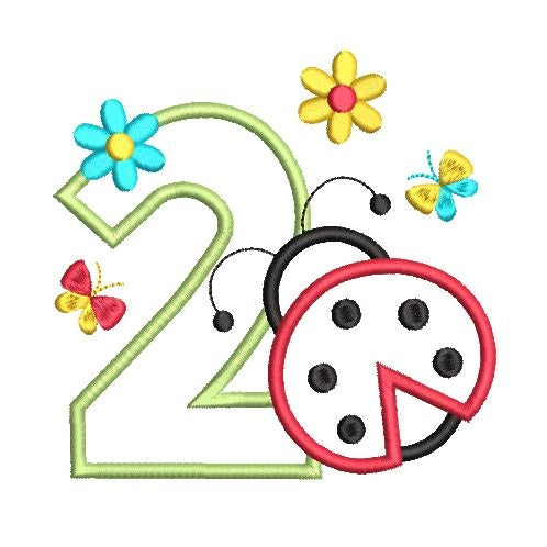 2nd birthday ladybug applique machine embroidery design by rosiedayembroidery.com