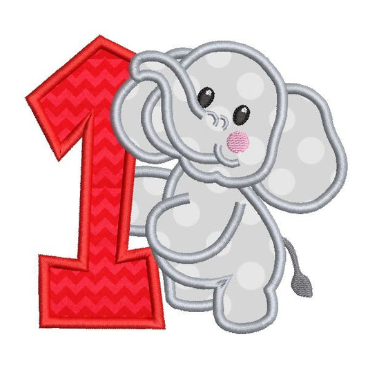 1st birthday elephant applique machine embroidery design by rosiedayembroidery.com