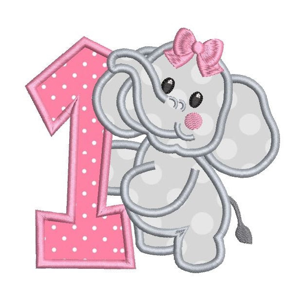 1st birthday elephant applique machine embroidery design by rosiedayembroidery.com