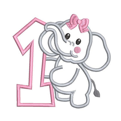 1st birthday elephant applique machine embroidery design by rosiedayembroidery.com