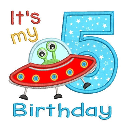 5th birthday spaceship applique machine embroidery design by rosiedayembroidery.com