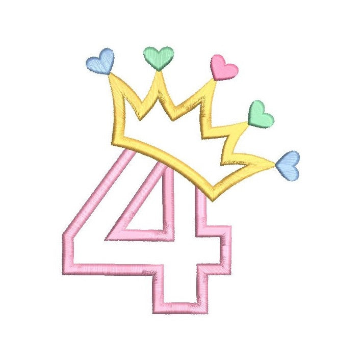 4th birthday princess applique machine embroidery design by rosiedayembroidery.com